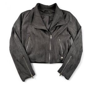 Lulus Women’s Gray Suede Moto Jacket Size Small Biker Style
